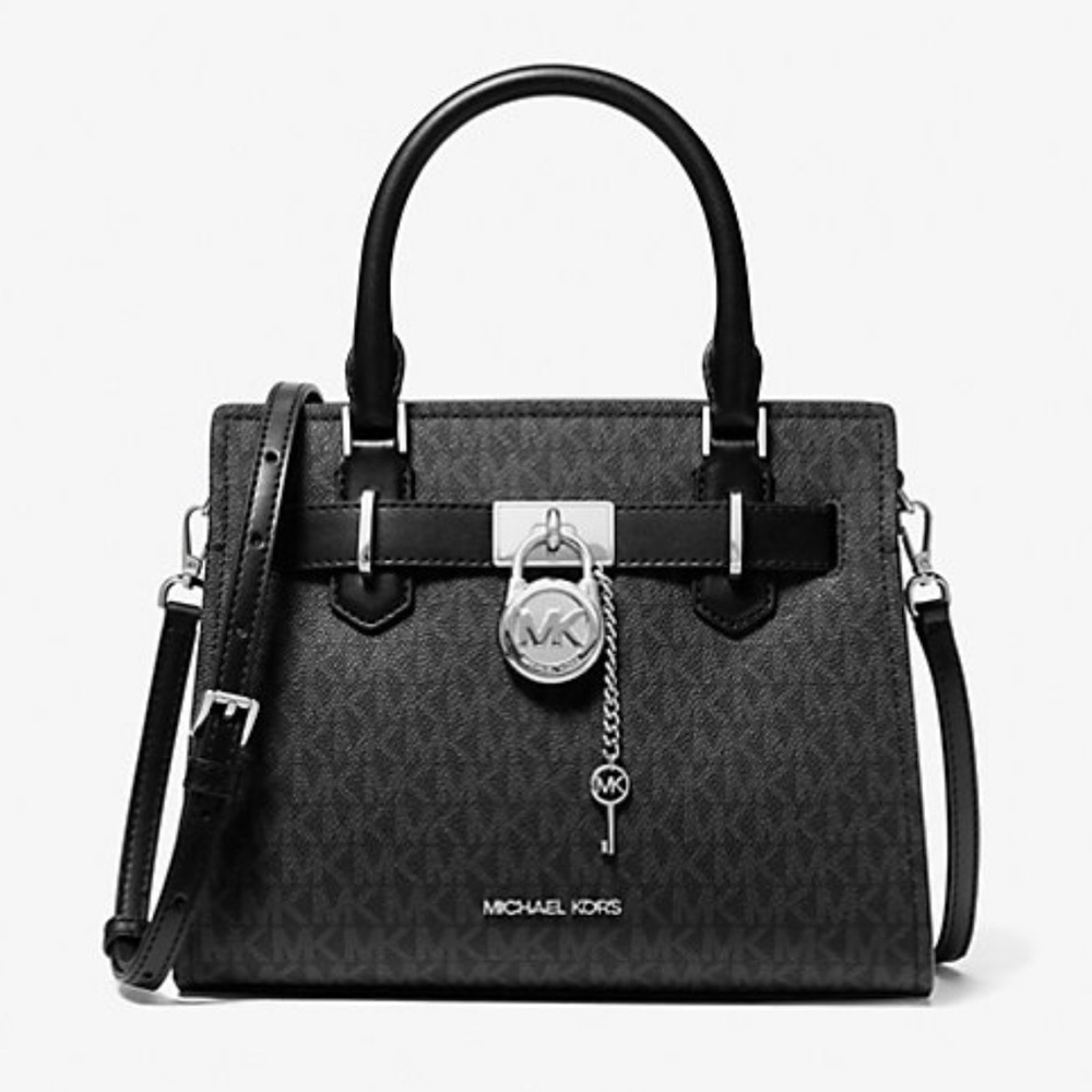 Michael Kors Hamilton Small Signature Logo Satchel Crossbody Bag
Black /Silver - Picture 1 of 16